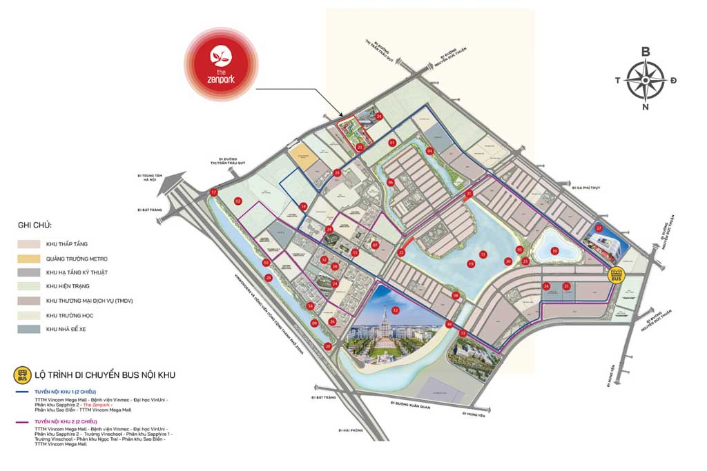 Vị trí The Zenpark Vinhomes Ocean Park ở đâu? 